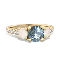 Aquamarine Pave Trellis 14K Yellow Gold ring R5500