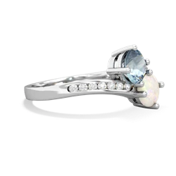 Aquamarine Channel Set Two Stone 14K White Gold ring R5303