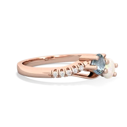 Aquamarine Infinity Pave Two Stone 14K Rose Gold ring R5285