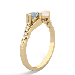 Aquamarine Infinity Pave Two Stone 14K Yellow Gold ring R5285