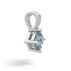 Aquamarine 5Mm Princess Solitaire 14K White Gold pendant P1789