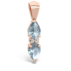 Aquamarine Bowtie Drop 14K Rose Gold pendant P0865