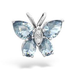 Aquamarine Butterfly 14K White Gold pendant P2215