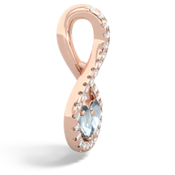 Aquamarine Pave Twist 'One Heart' 14K Rose Gold pendant P5360