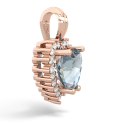 Aquamarine Sparkling Halo Heart 14K Rose Gold pendant P0391