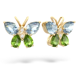 Aquamarine Butterfly 14K Yellow Gold earrings E2215