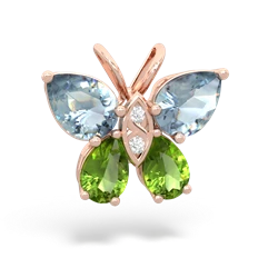 Aquamarine Butterfly 14K Rose Gold pendant P2215