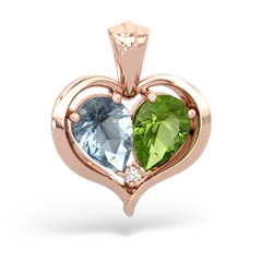 Aquamarine Two Become One 14K Rose Gold pendant P5330