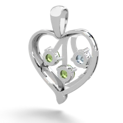 Aquamarine Glowing Heart 14K White Gold pendant P2233