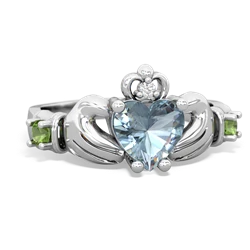 Aquamarine Claddagh Keepsake 14K White Gold ring R5245