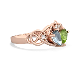 Aquamarine 'One Heart' Celtic Knot Claddagh 14K Rose Gold ring R5322