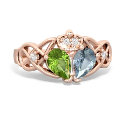 Aquamarine 'One Heart' Celtic Knot Claddagh 14K Rose Gold ring R5322