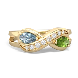 Aquamarine Diamond Infinity 14K Yellow Gold ring R5390