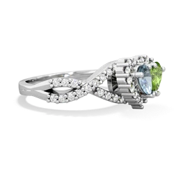 Aquamarine Diamond Twist 'One Heart' 14K White Gold ring R2640HRT