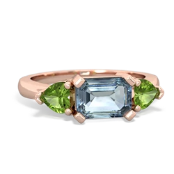 Aquamarine Three Stone 14K Rose Gold ring R5235