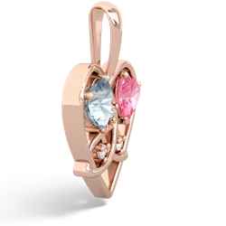 Aquamarine Celtic Trinity Heart 14K Rose Gold pendant P5331