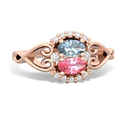 Aquamarine Love Nest 14K Rose Gold ring R5860