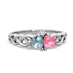 Aquamarine Heart To Heart Braid 14K White Gold ring R5870