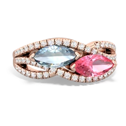 Aquamarine Diamond Rivers 14K Rose Gold ring R3070