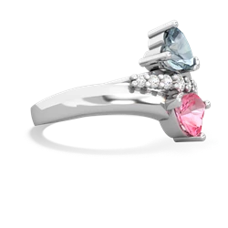 Aquamarine Heart To Heart 14K White Gold ring R2064