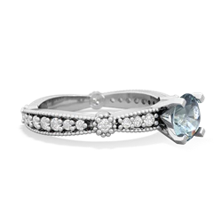 Aquamarine Sparkling Tiara 6Mm Round 14K White Gold ring R26296RD