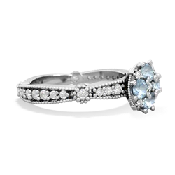 Aquamarine Sparkling Tiara Cluster 14K White Gold ring R26293RD