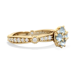 Aquamarine Sparkling Tiara Cluster 14K Yellow Gold ring R26293RD