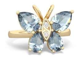 Aquamarine Butterfly 14K Yellow Gold ring R2215