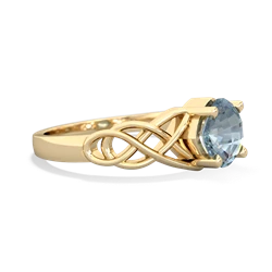 Aquamarine Checkerboard Cushion Celtic Knot 14K Yellow Gold ring R5000