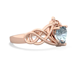 Aquamarine Claddagh Celtic Knot 14K Rose Gold ring R2367