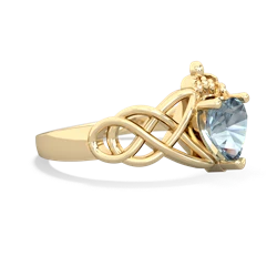 Aquamarine Claddagh Celtic Knot 14K Yellow Gold ring R2367