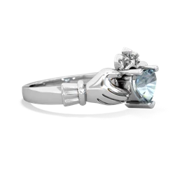 Aquamarine Claddagh 14K White Gold ring R2370