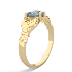 Aquamarine Claddagh Diamond Crown 14K Yellow Gold ring R2372