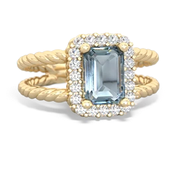 Aquamarine Rope Split Band 14K Yellow Gold ring R2628