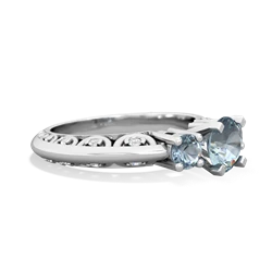 Aquamarine Art Deco Eternal Embrace Engagement 14K White Gold ring C2003