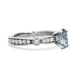 Aquamarine Sparkling Tiara 7X5mm Oval 14K White Gold ring R26297VL