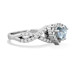 Aquamarine Diamond Twist 'One Heart' 14K White Gold ring R2640HRT