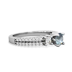 Aquamarine Classic 5Mm Round Engagement 14K White Gold ring R26435RD