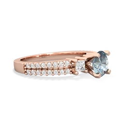 Aquamarine Classic 6Mm Round Engagement 14K Rose Gold ring R26436RD