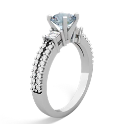 Aquamarine Classic 6Mm Round Engagement 14K White Gold ring R26436RD