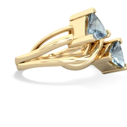 Aquamarine Split Band Swirl 14K Yellow Gold ring R2341