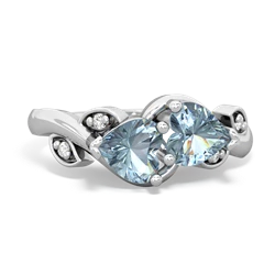 Aquamarine Floral Elegance 14K White Gold ring R5790