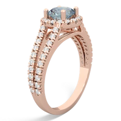 Aquamarine Pave Halo 14K Rose Gold ring R5490