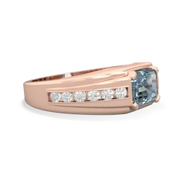 Aquamarine Men's Diamond Channel 14K Rose Gold ring R0500