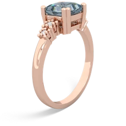 Aquamarine Art Deco Princess 14K Rose Gold ring R2014