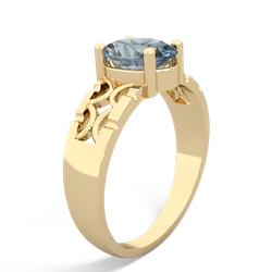 Aquamarine Art Deco Filigree 14K Yellow Gold ring R2322