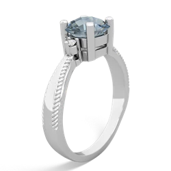 Aquamarine Cushion Rope 14K White Gold ring R2484