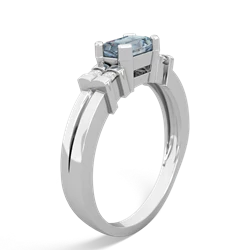 Aquamarine Art Deco East-West 14K White Gold ring R2590