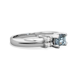 Aquamarine Art Deco East-West 14K White Gold ring R2590