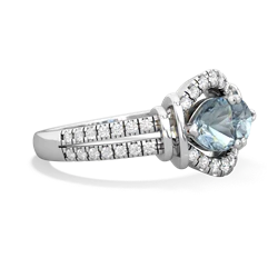 Aquamarine Art-Deco Keepsake 14K White Gold ring R5630